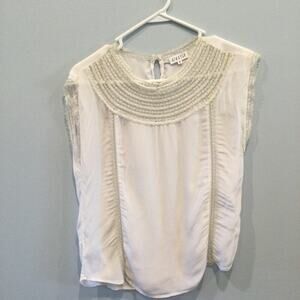 Claudie Pierlot Womens Short Sleeve Shirt Size 38 6 s White Cottagecore Top Lace